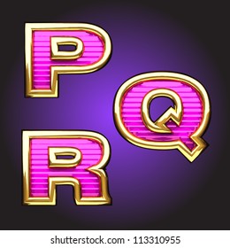 Vector pink letters with gold