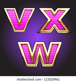 Vector pink letters with gold