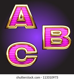 Vector pink letters with gold