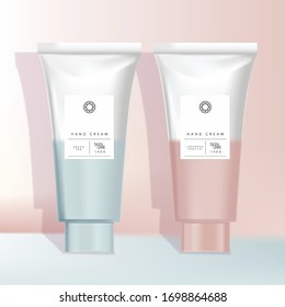 Vector Pink & Light Blue Cosmetics or Healthcare Tubes Packaging  with Minimal Hipster Gradient Design