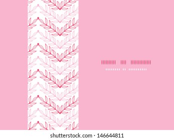 Vector Pink line art leaves chevron horizontal seamless pattern background with hand drawn elements