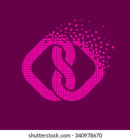 vector pink linked hearts flying pixel unity symbol