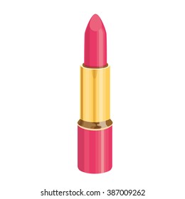 Vector pink lipstick isolated on white background.