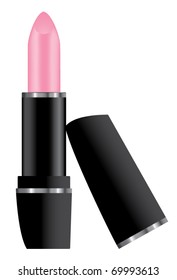 vector pink lipstick isolated on white