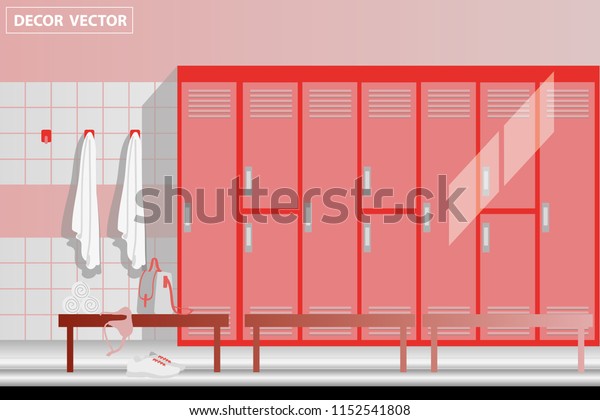 Vector Pink Locker Room Interior Design Stock Vector