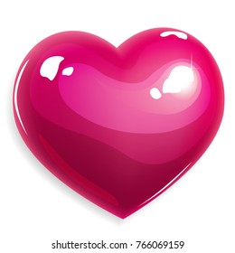 Vector pink love heart isolated on white background