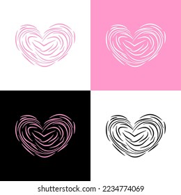 vector of pink love logo and silhouette of lovers