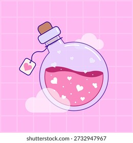 Ilustración de poción de amor rosa de Vector