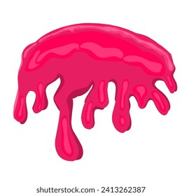 Vector con derrame de fundición rosa. Ilustración de una bala deslizándose