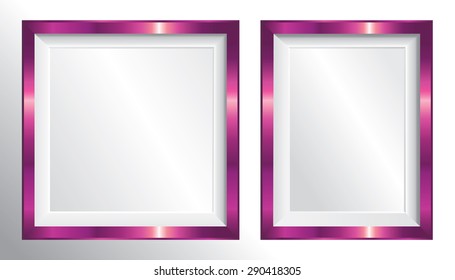 Vector pink metallic picture frames