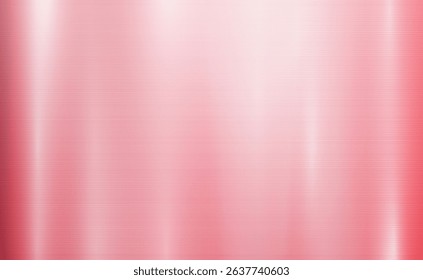 Vector pink metallic tones background. Abstract gradient bright and shiny light reflection brushed steel metal texture. Illustration for background, backdrop, web, wallpaper, print and design artwork.