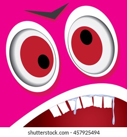 vector pink monster face. cartoon monster face kids background