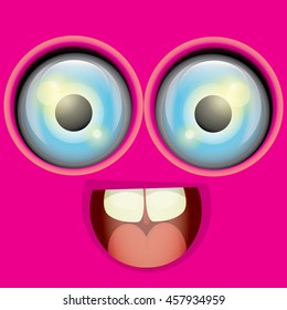 vector pink monster face. cartoon monster face kids background