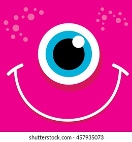 vector pink monster face. cartoon monster face kids background