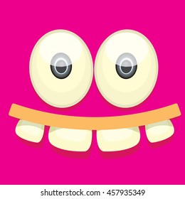 vector pink monster face. cartoon monster face kids background