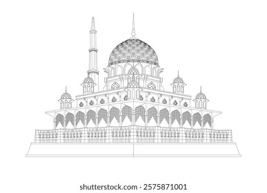 Vector of Pink Mosque on a lake 