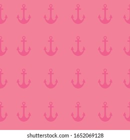 Vector pink nautic seamless pattern background with pink anchors