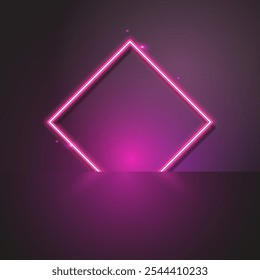 Vetor de bandeira de néon rosa. Banner quadrado.