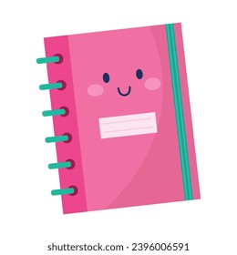 Vector pink notebook with rings notebook vector illustration isolated on white background.