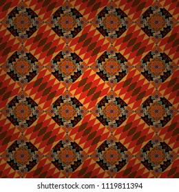 Vector pink, orange and black seamless background pattern with rhombuses.