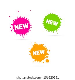 Vector Pink, Orange and Green Stickers - Stains With New Title