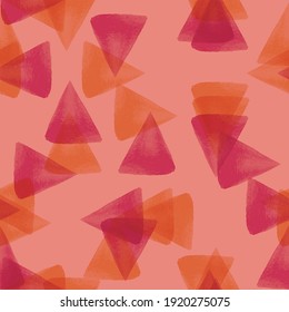 Vector pink orange mess triangles seamless pattern