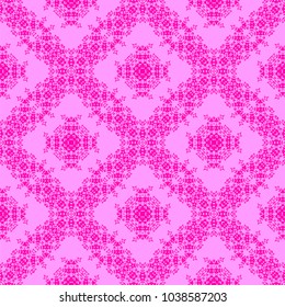 Vector Pink Ornamental Seamless Line Pattern. Endless Texture. Oriental Geometric Ornament