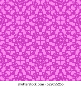Vector Pink Ornamental Seamless Line Pattern. Endless Texture. Oriental Geometric Ornament