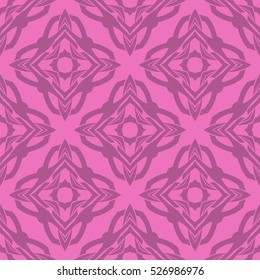 Vector Pink Ornamental Seamless Line Pattern. Endless Texture. Oriental Geometric Ornament