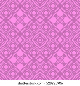 Vector Pink Ornamental Seamless Line Pattern. Endless Texture. Oriental Geometric Ornament