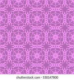 Vector Pink Ornamental Seamless Line Pattern. Endless Texture. Oriental Geometric Ornament