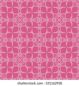 Vector Pink Ornamental Seamless Line Pattern. Endless Texture. Oriental Geometric Ornament