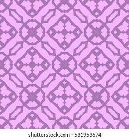 Vector Pink Ornamental Seamless Line Pattern. Endless Texture. Oriental Geometric Ornament