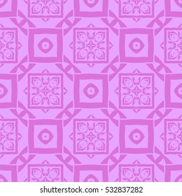 Vector Pink Ornamental Seamless Line Pattern. Endless Texture. Oriental Geometric Ornament
