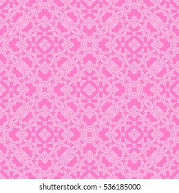 Vector Pink Ornamental Seamless Line Pattern. Endless Texture. Oriental Geometric Ornament