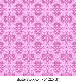 Vector Pink Ornamental Seamless Line Pattern. Endless Texture. Oriental Geometric Ornament