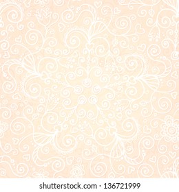 Vector pink ornate doodles seamless pattern