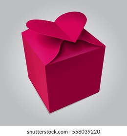 Vector Pink Paper Heart Shape Box