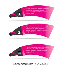 Vector Pink Paper Progress background / product choice or versions. pink banner set