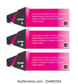 Vector Pink Paper Progress background / product choice or versions. pink banner set