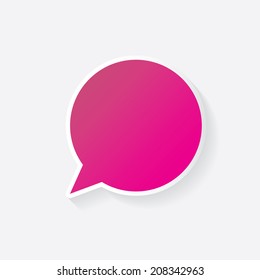 vector pink paper speech bubble on grey background