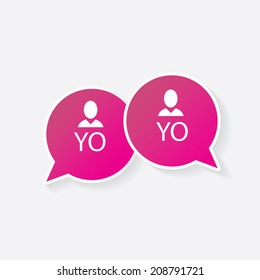 vector pink paper speech bubble on grey background