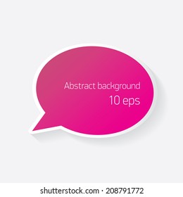 vector pink paper speech bubble on grey background