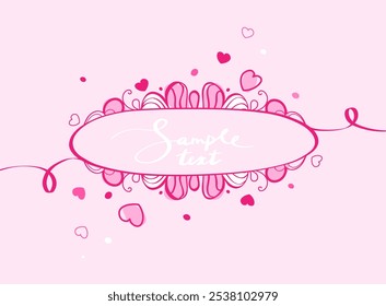 Postkarte aus rosafarbenem Pastellfarbton. Handgezeichnete Doodle-Illustration für Grußkarte, festliches Poster, Umschlag, Stoffdrucke, Textilien, Einladungen. Alles Gute zum Muttertag. Valentinstag. Trendy Design. EPS 10