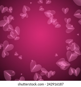 Vector Pink Pattern of Decorative Striped Colored Hearts, Valentine's Day Artistic Background