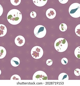 Vector pink peacock and lotus seamless pattern background. Perfect for fabric, scrapbooking, crafting, sewing and wallpaper projects.