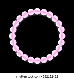 Vector Pink Pearl Necklace Isolated on Black Background