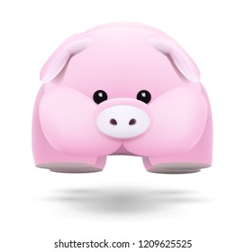 vector pink pig isolated on white background