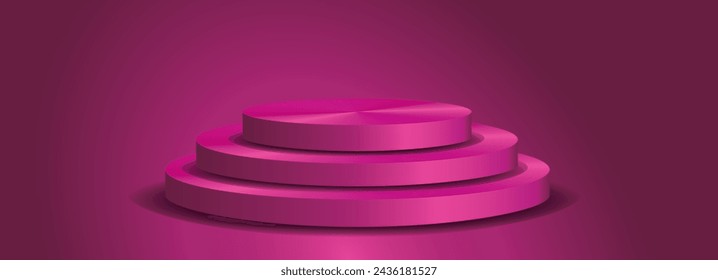 vector pink podium with tree steps