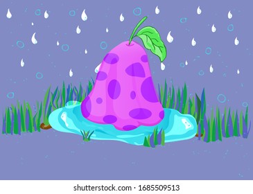 Vector  Pink Poison Rose Apple On The Rain 